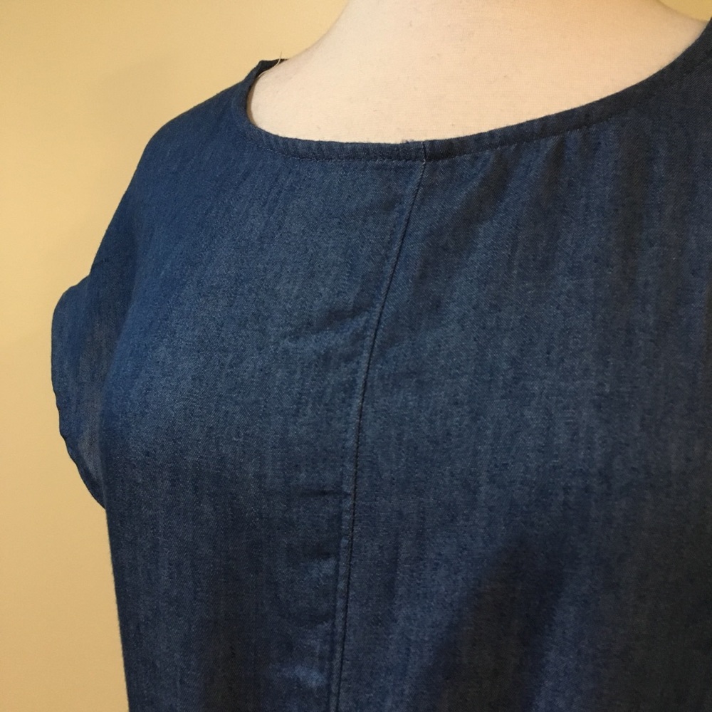 Chambray Tie Front Shirttail Hem Tunic Mini Dress - Picture 6 of 7